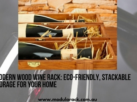 Modern Wood Wine Rack: Eco-friendly, Stackable Storage - 기타