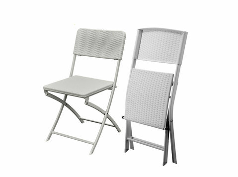 Folding chair | Hdpe wicker rattan series - white ‎ - Furniture/Appliance