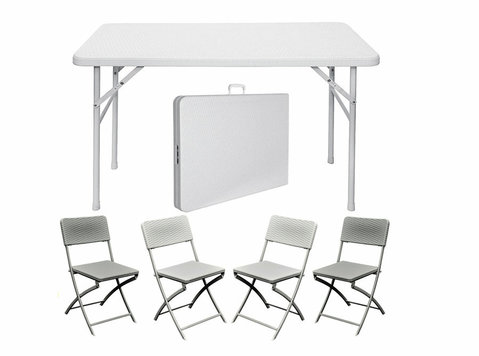 5-piece portable folding outdoor furniture dining rattan set - Meubles