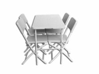 5-piece portable folding outdoor furniture dining rattan set - Móveis e decoração