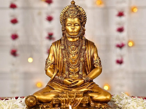 Meditating Lord Hanuman Idol - Bebek/Çocuk eşyaları
