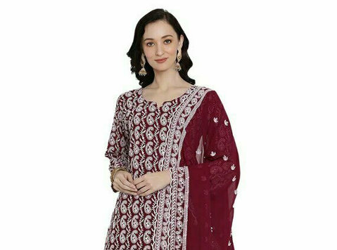 Buy Georgette Chikan suit online in India - Clothing/Accessories
