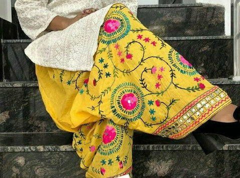 Buy Pulkari hand work embroidery cotton salwar online - Clothing/Accessories