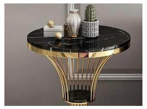 Phooldaan | Black Round Marble Side Table - Furniture/Appliance
