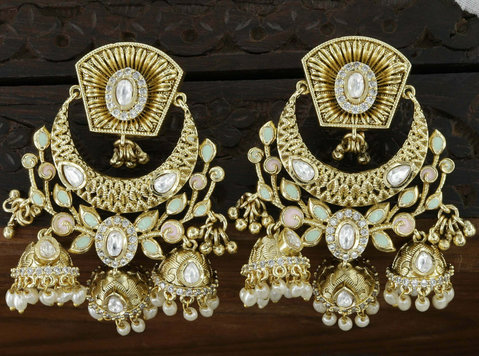 Antique Kundan Mini Jumkhas Earrings - Outros