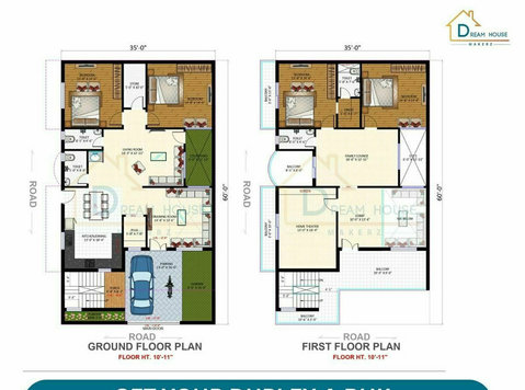Duplex 4-bhk Modern Residential House Plan - Pembangunan/Dekorasi
