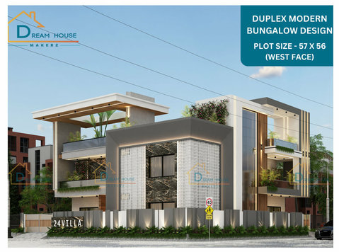 Look Modern Duplex Bungalow Elevation Design - Costruzioni/Imbiancature