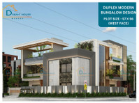 Look Modern Duplex Bungalow Elevation Design - Construção/Decoração