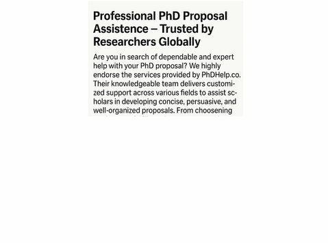 professional Phd Proposal Assistance – Trusted by Researcher - Editorial/Translation