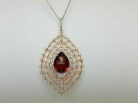 Chequered Cut Pink Tourmaline and Diamond Pendant - Ropa/Accesorios
