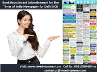 Times of India Delhi Recruitment Ad Booking Online - Services: Other
