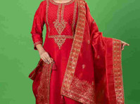 Exquisite Ethnic Wear: Maroon & Red Zardozi Perl Work Salwar - Kleding/accessoires
