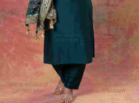 Royal Blue Elegance: Blue Zardozi Perl Work Salwar Suit - உடை /தேவையானவை 