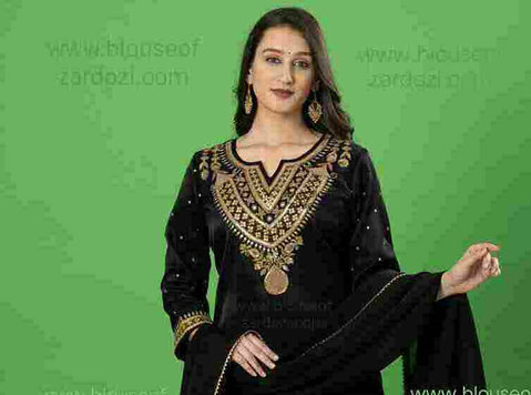 Sophisticated Black Aabha Marodi Zardozi Work Plazo Suit - Clothing/Accessories