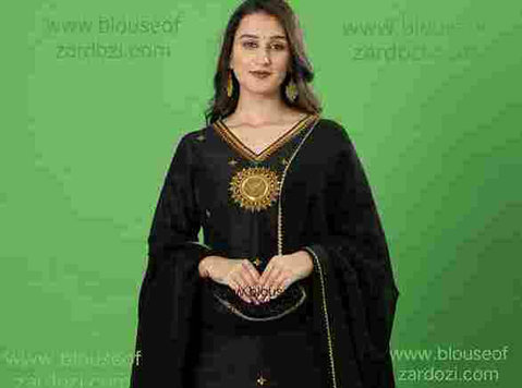 Timeless Elegance: Black Mandala Marodi Zardozi Work Salwar - Clothing/Accessories
