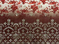 Buy Cream with Brown Ombre Red Floral Embroidery Fabric - Clothing/Accessories