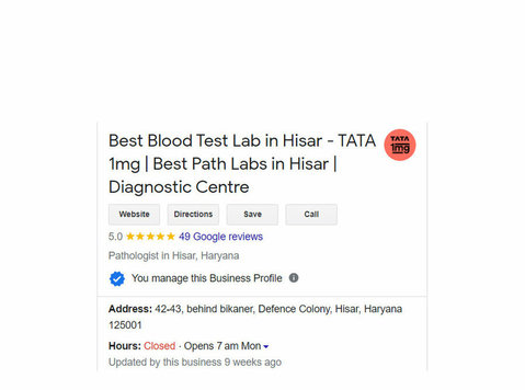Best Blood Test Lab in Hisar - Tata 1mg - Останато