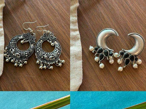 Combo of 6 Must Have Oxidised earring and 2 Nose pin - Güzellik/Moda