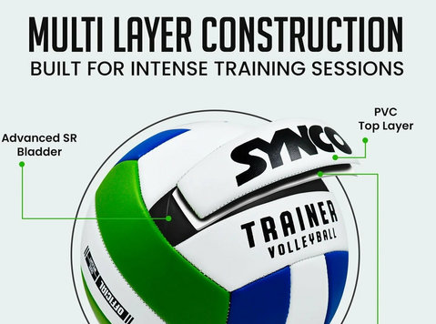 synco Trainer Volleyball, Pvc Machine Stitched, 18 Panels - Sporting/Boats/Bikes