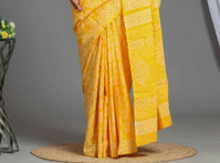 Buy Yellow Cotton Bagru Saree for Your Haldi Day now! - Clothing/Accessories
