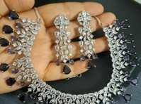Elegance Redefined: Cz Diamonds Necklace Earrings Set in Exq - உடை /தேவையானவை 