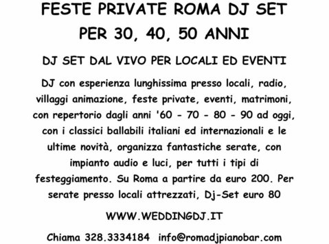 Feste private Roma Djset per 30, 40, 50 anni djset dal vivo - Feste/Eventi