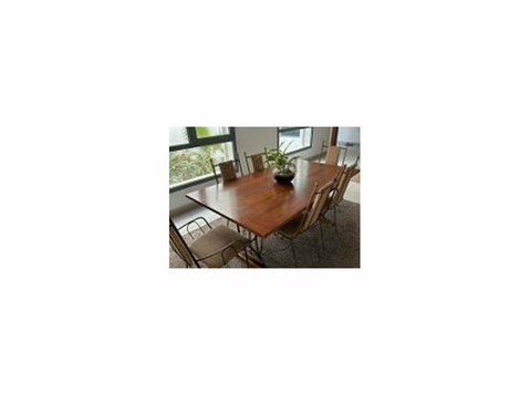 SOLID OAK dining table with 6 chairs Kd120 (negotiable) - Nội thất/ Thiết bị