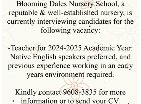 Interviewing Native English-speaking Teachers For Nursery - دیگر