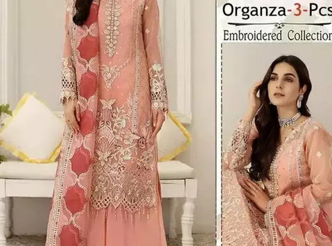 3 Pcs Women's Unstitched Embroidered Suit - Clothing/Accessories
