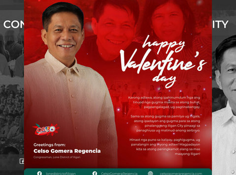 Happy Valentines Day Greetings from Congressman Celso Regenc - Community: Other
