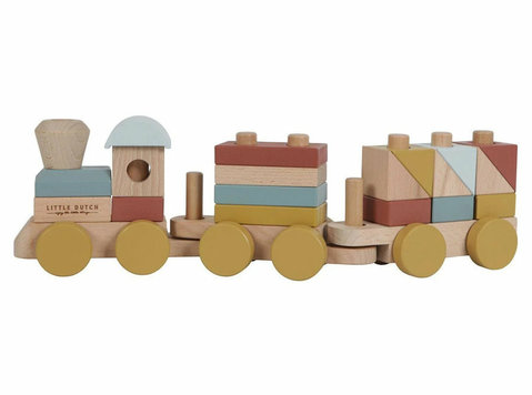 Little Dutch Stacking Train Rainbow Pure & Nature - Baby/børneting