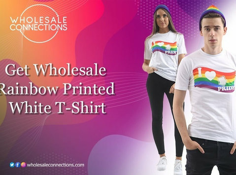 Get Wholesale Rainbow Printed White T-Shirt - Clothing/Accessories