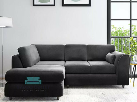 Luxurious Left-Hand Corner Full Back Sofa Plush Velvet - Mobilă/Accesorii