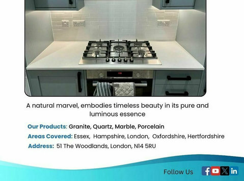 White Quartz kitchen worktops in london - Costruzioni/Imbiancature