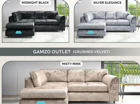 Midnight Black Left Hand Corner Full Back Crushed Velvet - Mobilă/Accesorii