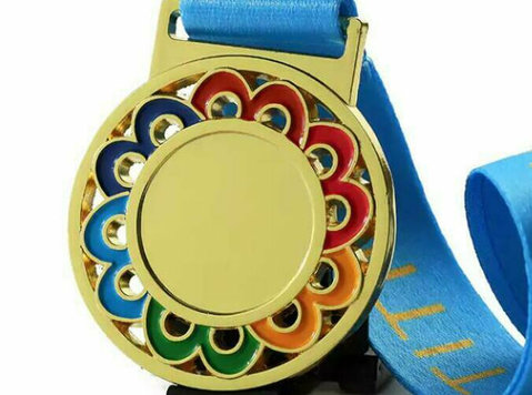 Blank Gold Hollowed Out Medal With Enamel Lace - Furniture/Appliance