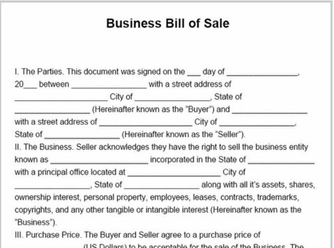 The Bill of Sale Free Template - Yasal/Finansal