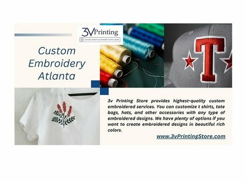 Custom Embroidery in Atlanta – 3v Printing Store - Kıyafet/Aksesuar