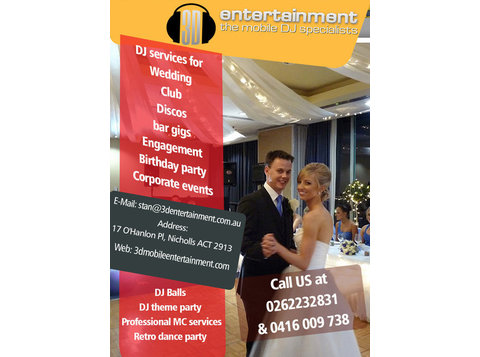 3D Mobile Entertainment | Engagement party Dj in Canberra - Music, Theatre, Dance