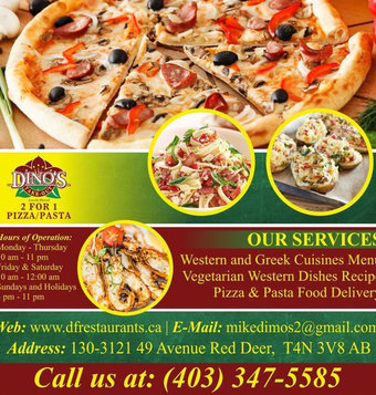 Pizzeria Red Deer | Dino's 2 for 1 Pizza & Pasta - Restaurants