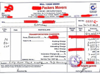 Packers and Movers Bill for Claim (1) - رموول اور نقل و حمل