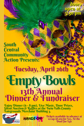 13th Annual Empty Bowls Fundraiser April 26th