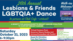 26th Annual Lgbtqia+ Lesbians and Friends Dance in-person and virtual - Help Prevent Breast Cancer
