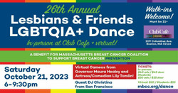 26th Annual Lgbtqia+ Lesbians & Friends Dance in-person and virtual – Help Prevent Breast Cancer