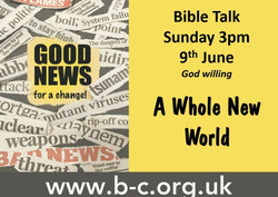 A short Bible talk, Sunday 9th June at 3pm Christadelphian Meeting Room, Nr14 7dw