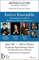Arts and Culture Colwood Society presents Classical Concert #3: Estivo Ensemble!