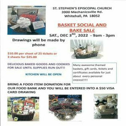 Basket Social and Bake Sale, Sat Dec 3rd from 9am-3pm