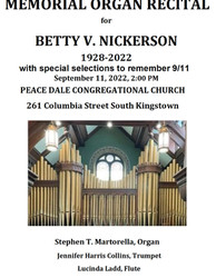 Betty V. Nickerson Memorial Organ Recital