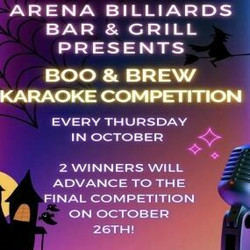 Boo and Brew Karaoke Contest @ Arena Billiards: Bar and Grill