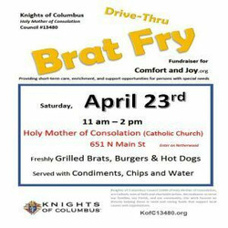 Brat Fry hosted by Knights of Columbus for Comfort and Joy